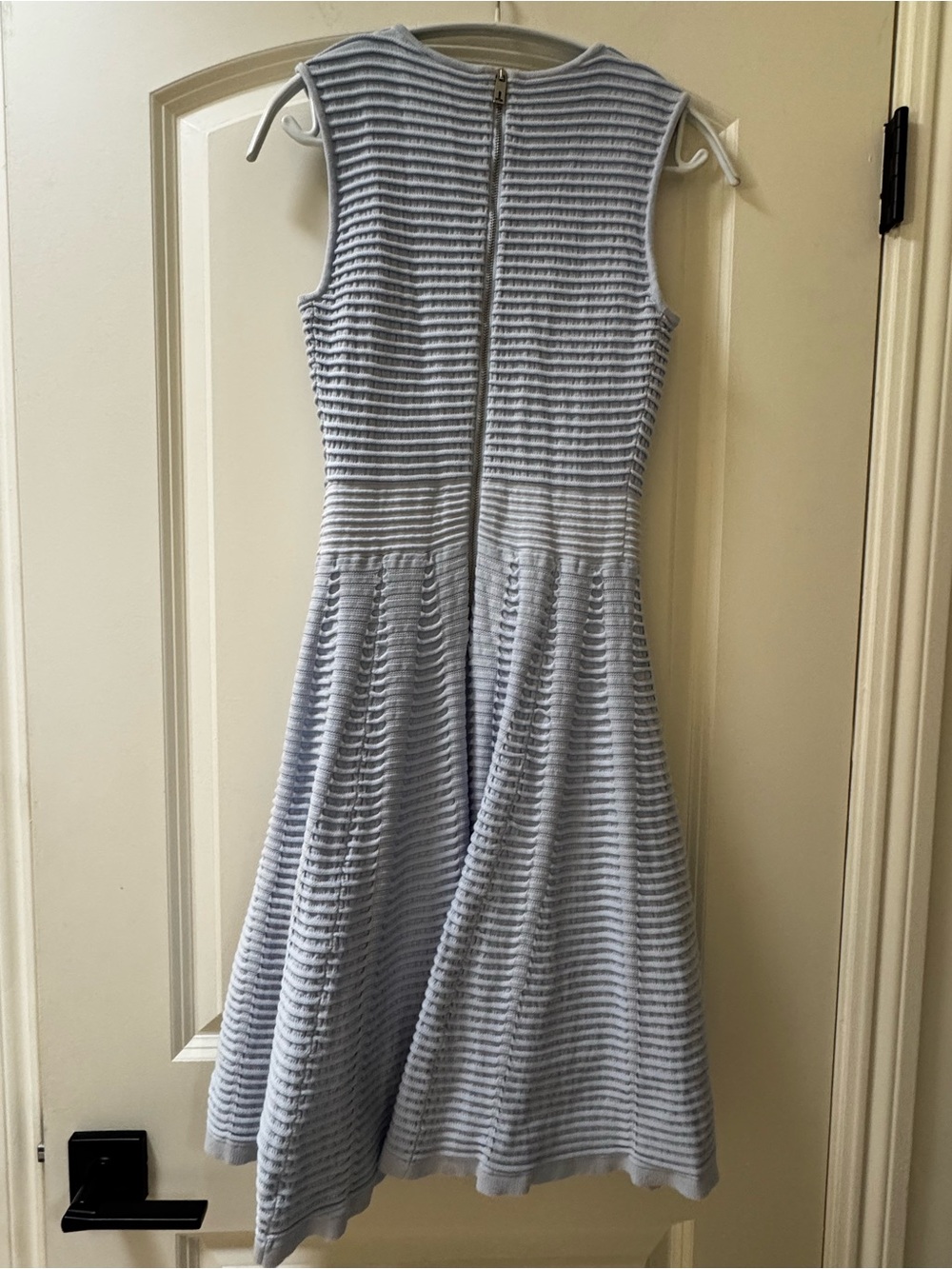 Ted Baker Pale Blue Textured Sleeveless Flare Dress - Picture 4 of 6
